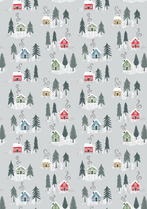 Lewis and Irene Snow Day Flannel Houses on Silver F36.1