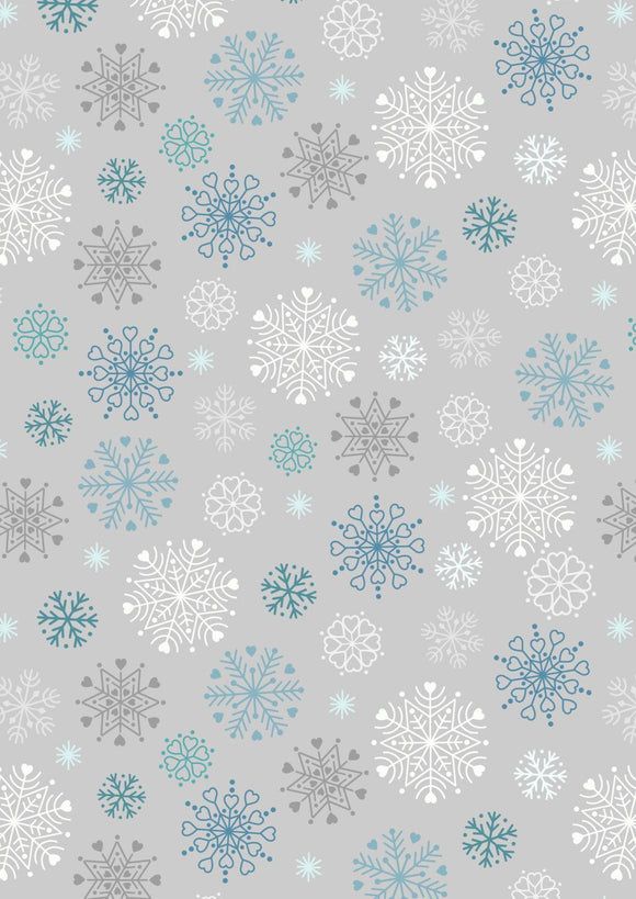 Lewis and Irene Snow Day Flannel Snowflakes on Grey   F72.1