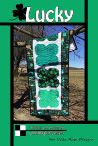 Lucky  Table Runner  Pattern finished size 18"x51" from  Villa Rosa Designs