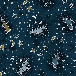 Michael Miller Fabrics Light Up My World By the Light of the Fire (glow in the dark) DG10459-NAVY-D
