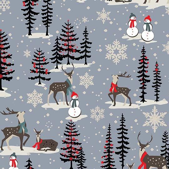 Michael Miller Fabrics Oh Deer! Winter is Here Woodland Deer CX10942-DUSK-D