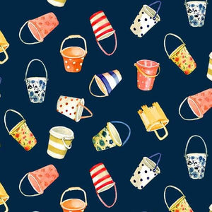 Michael Miller Fabrics Portofino Beach Buckets DCX9671-NAVY-D