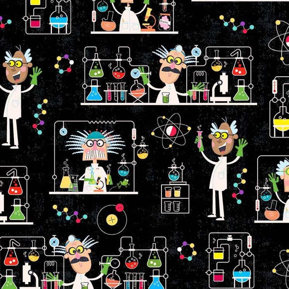 Michael Miller Fabrics STEM Squad Mad Scientist DC9714-BLAC-D