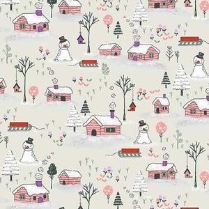 Michael Miller Fabrics Winter Days Snowy Weather DC9574-PINK-D