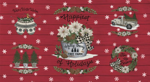 Moda Fabrics Holly Berry Tree Farm Panel 24