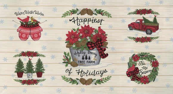 Moda Fabrics Holly Berry Tree Farm Panel 24
