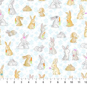 Northcott Bunnies For Baby 10212-10 White