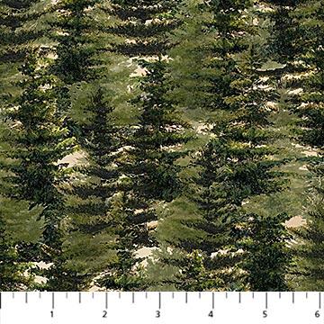 Northcott Fabrics Cabin View Tan Green 25118-14
