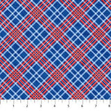 Northcott Fabrics Power Play Hockey Plaid Blue Red 23627-44