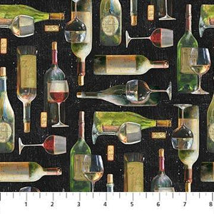 Northcott Life Happens Wine Helps Wine Bottles DP24561-99