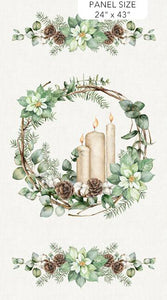 Northcott White Linen Christmas Panel 24" x43"    25426-10