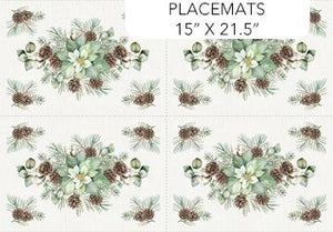 Northcott White Linen Christmas Placemats 2 panels per WOF  measuring 15" x 21.5" each  DP25427-10
