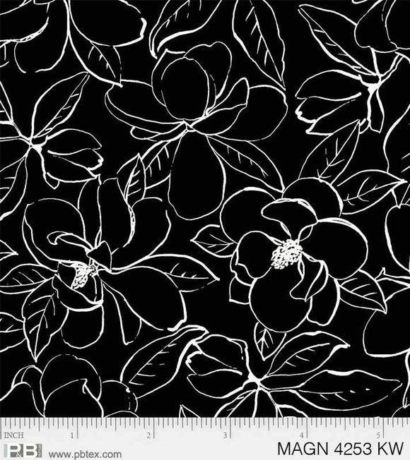 P&B Textiles Magnolia Black White Floral 04253-KW