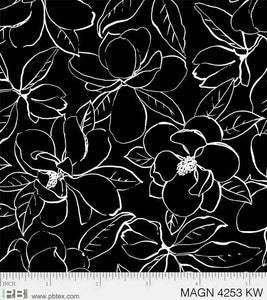 P&B Textiles Magnolia Black White Floral 04253-KW