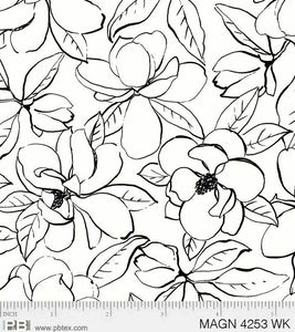 P&B Textiles Magnolia White Black Floral 04253-WK