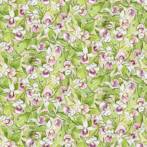 Quilt Minnesota 2023 Digital Lady's Slippers  Light Taupe Y3834-61