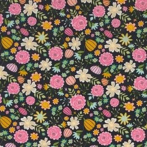 Poppie Cotton Fabric Kitty Loves Candy Pretty Pumpkins Black  KC23919