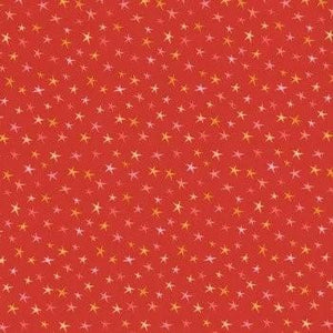 Poppie  Cotton Fabric Kitty Loves Candy Sparkly Stars Orange KC23919