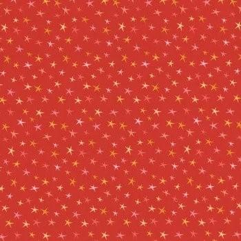 Poppie  Cotton Fabric Kitty Loves Candy Sparkly Stars Orange KC23919