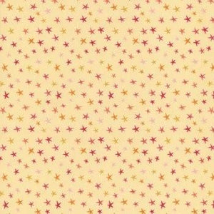 Poppie  Cotton Fabric Kitty Loves Candy Sparkly Stars Yellos  KC23920