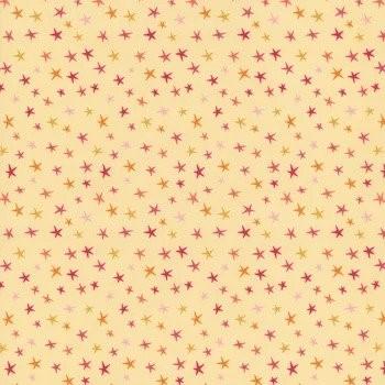 Poppie  Cotton Fabric Kitty Loves Candy Sparkly Stars Yellos  KC23920