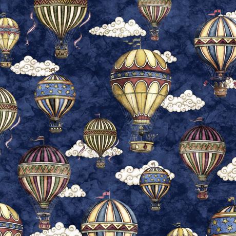 QT Fabrics Flying High Hot Air Balloons Navy 30050-N