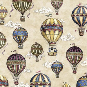 QT Fabrics Flying High Hot Air Balloons Tan 30050-E