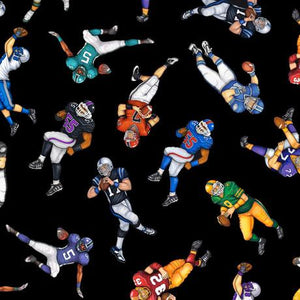 QT Fabrics Football Novelteenie Football Players Black 27984 J