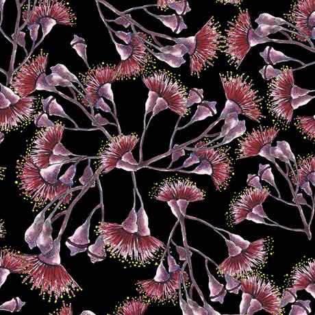 QT Fabrics Kiwis & Koalas Flora Toss Black 1649 28053 J 150
