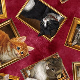 QT Fabrics Literary Kitties Framed Kitties 28237-R Brick Red