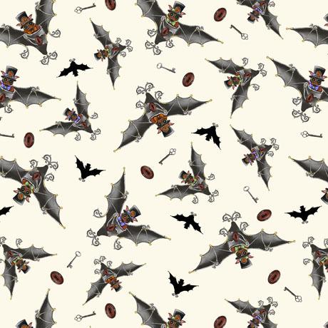 QT Fabrics Seampunk Halloween 2 Bats  1649 29600 E