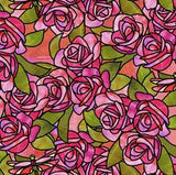 QT Fabrics Stained Glass Garden Roses Pink 28267-P