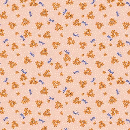 RJR Fabrics Ode To Poppies Delicate Dragonflies Cantaloupe RJ4403-CA2