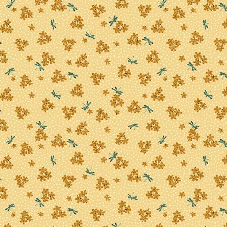 RJR Fabrics Ode To Poppies Delicate Dragonflies Soft Yellow  RJ4403-SY1