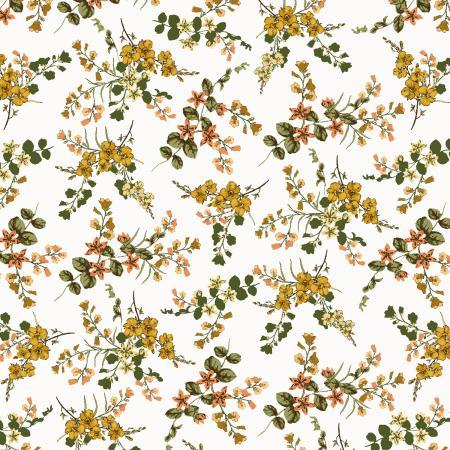 RJR Fabrics Ode To Poppies Gathered Flowers Olive Green  RJ4404-OG1