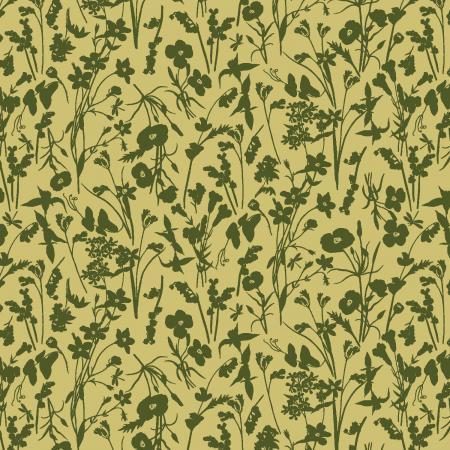 RJR Fabrics Ode To Poppies Hidden Foliage Sage Yellow  RJ4402-SY1