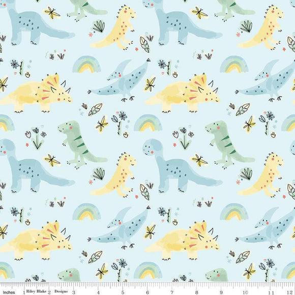 Riley Blake Designs Flannel Dinosaurs F14696-SKY