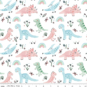 Riley Blake Designs Flannel Dinosaurs F14696-WHITE