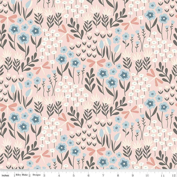 Riley Blake Designs Flannel Lakeside Floral Little Swan F14693-BLUSH