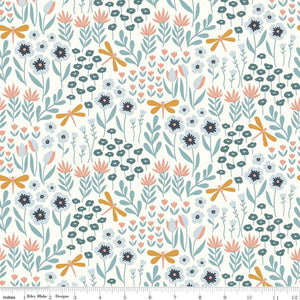 Riley Blake Designs Flannel Lakeside Floral Little Swan F14693-WHITE