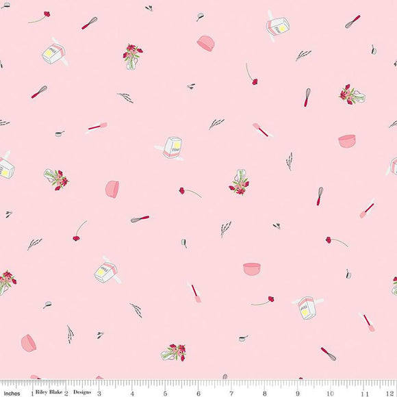 Riley Blake Designs Flour & Flower Kitchen Tools Pink C14015-Pink