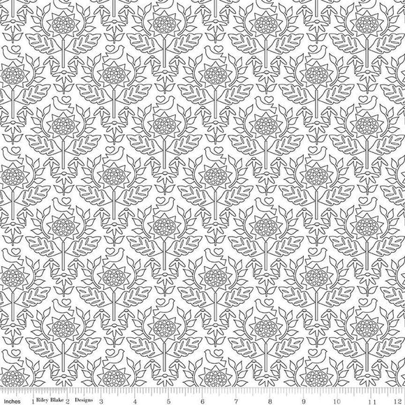 Riley Blake Designs Flour & Flower Wallpaper White C14011-White