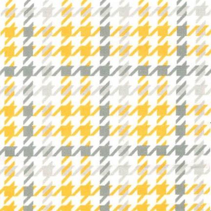 Robert Kaufman Fabrics Cozy Cotton Flannel Yellow Grey White Houndstooth Plaid SRKF-14733-5