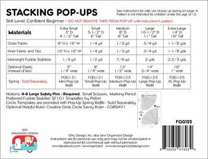 Stacking Pop-Ups Pattern by Joanne Hilestad for Sew Organized Designs FQG122