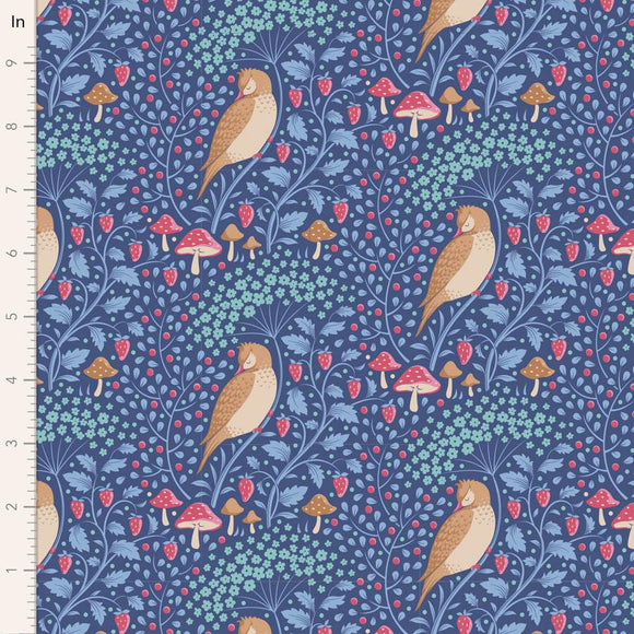 Tilda Fabrics Hibernation Sleepy Bird Denim 100523