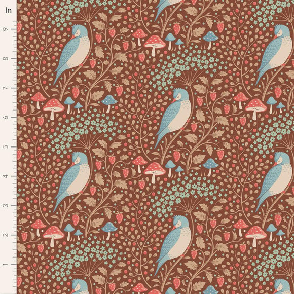 Tilda Fabrics Hibernation Sleepy Bird  Pecan 100533