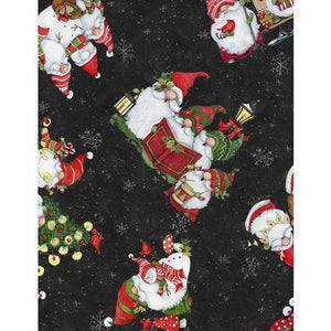 Wilmington Prints Baby It's Gnomes Out Gnomes All Over Black  3023-39802-931