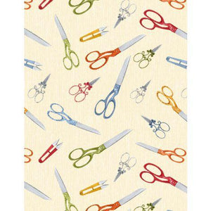 Wilmington Prints Common Threads Scissors All Over Creme 3061 21755 119