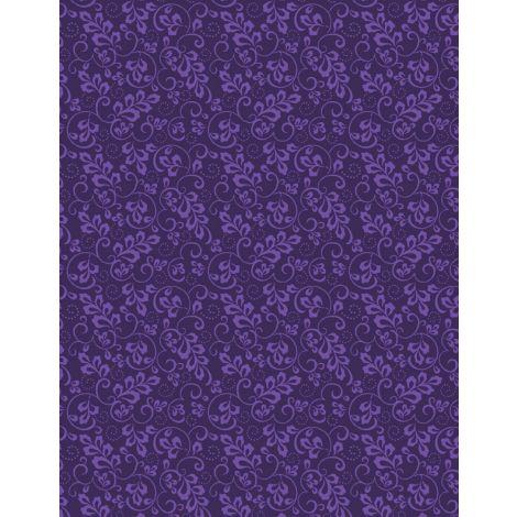 Wilmington Prints Grape Crush Leaf and Scroll Darkest Purple 1817-39136-669