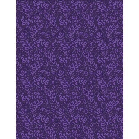 Wilmington Prints Grape Crush Leaf and Scroll Darkest Purple 1817-39136-669